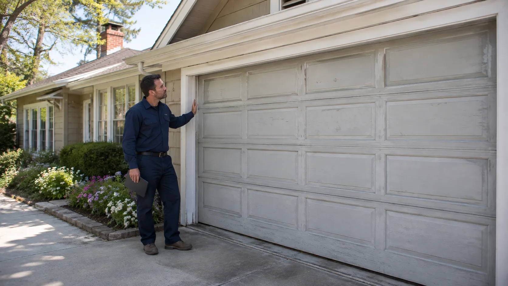 Garage door detail illustrating when a peoria garage door is worth fixing, and when it isn't