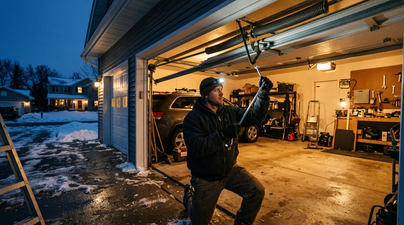 Garage door detail illustrating why garage door springs fail sooner in peoria's heat